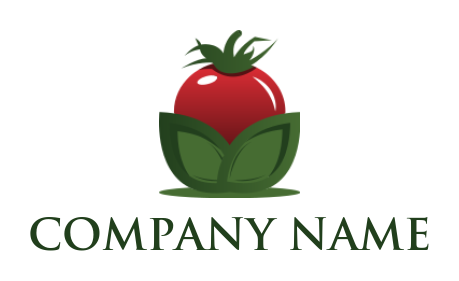 make a food logo 3D tomato with leaves - logodesign.net