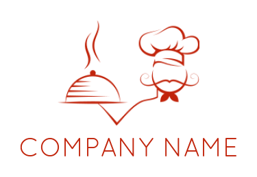 restaurant logo of abstract chef holding cloche