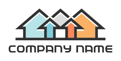 real estate logo illustration abstract houses forming arrows - logodesign.net