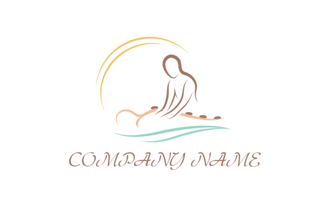 spa logo abstract person doing massage stones