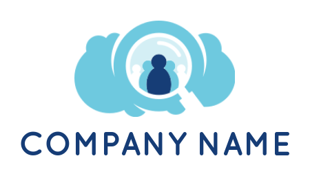 design an employment logo abstract person inside magnifying glass and cloud 