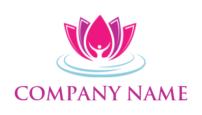 design a spa logo abstract yoga person in lotus flower 