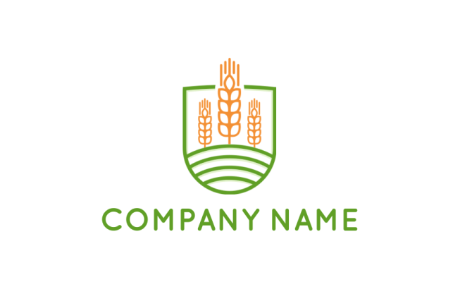 create an agriculture logo in shape of shield