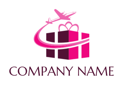 create a logistics logo airplane swoosh around party present 
