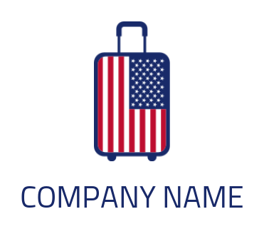 Create a travel logo of American flag luggage 