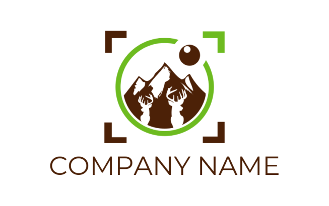photography logo mountains behind deer