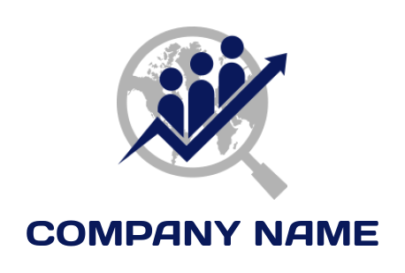 employment logo icon arrow going up with abstract persons and magnifying glass