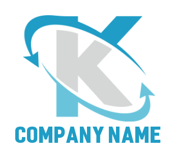 Letter K logo maker with arrows forming swoosh
