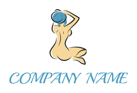 make a massage logo back of nude girl with toweled hair