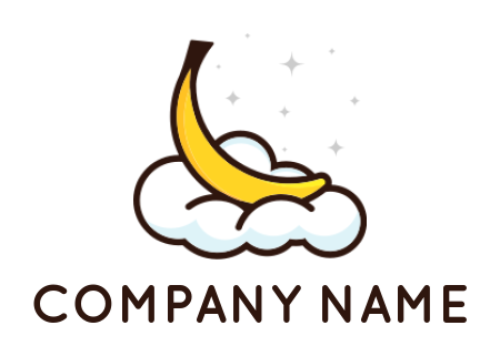 fruit logo banana in cloud with stars
