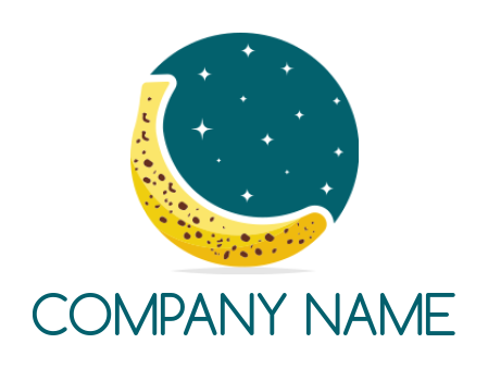 food logo banana moon with sky and stars