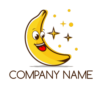 food logo banana moon mascot with stars 