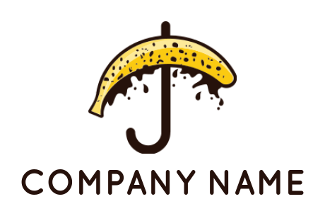 food logo banana forming umbrella with chocolate