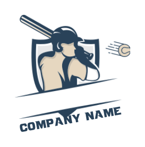 create a sports logo baseball player in shield