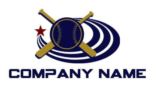 sports logo baseball with crossed bats in swoosh