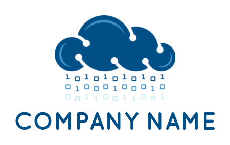 IT logo maker binary numbers raining from tech cloud 