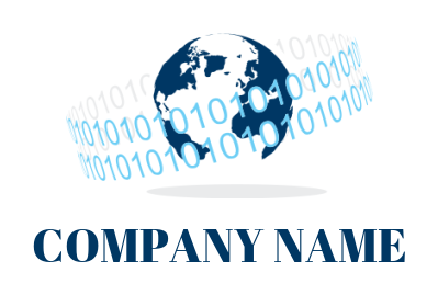  internet logo binary numbers revolving globe