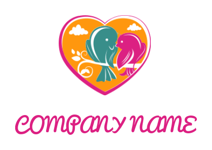 dating logo template bird couple inside the heart 