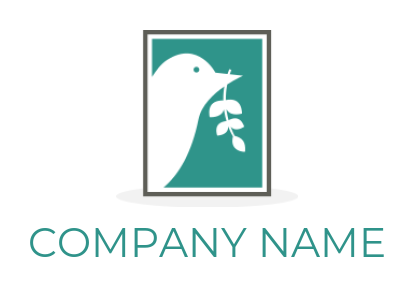 pet logo template bird with leafy branch in beak - logodesign.net