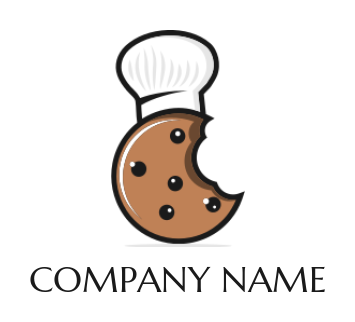baker logo bitten cookie wearing chef hat