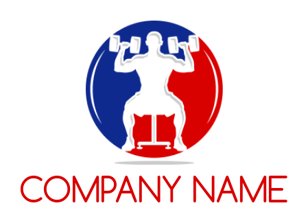 design a fitness logo bodybuilder lifting dumb bells - logodesign.net