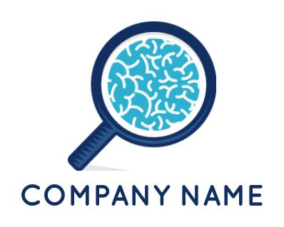 research logo maker brain in magnifying glass
