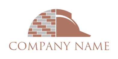 construction logo bricks with hat construction