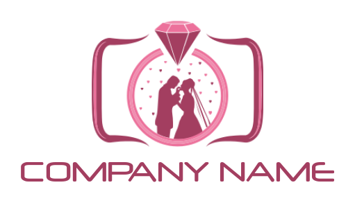 photography logo bride and groom in camera lens