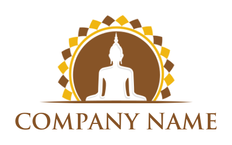 religious logo image Buddha inside semi circle - logodesign.net