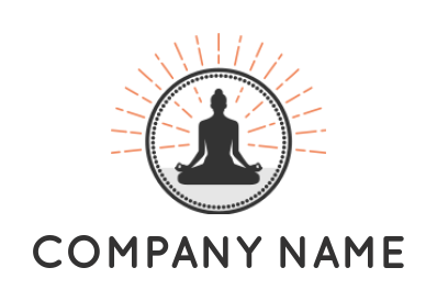 spirituality logo maker Buddha meditating in circle with rays