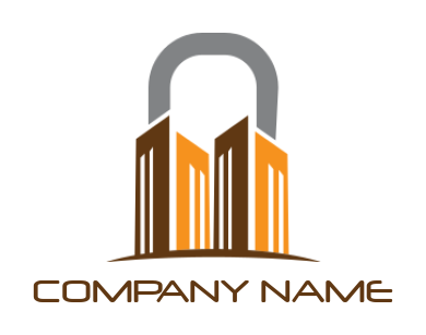 create a storage logo of buildings forming lock
