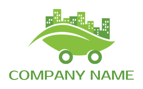 make a real estate logo buildings on leaf and forming vehicle shape
