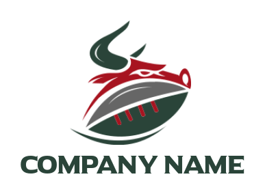 create a sports logo bull face merged with rugby - logodesign.net