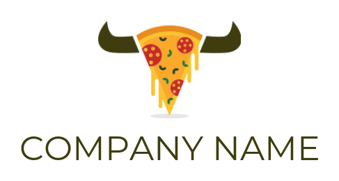 make a food logo bull horns on pizza slice - logodesign.net
