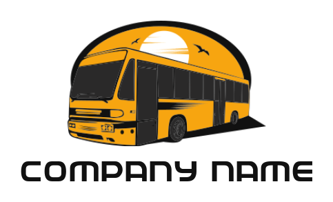 design a transportation logo bus with sun and birds 