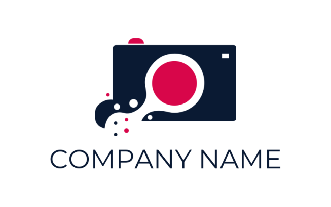 photography logo camera with lens and dots 