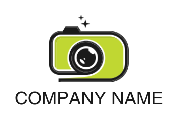 photography logo of cartoon camera with stars