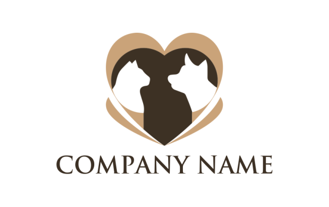 pet logo maker cat and dog in heart