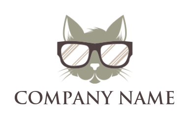 Make a pet logo of Pet cat head with glasses - logodesign.net
