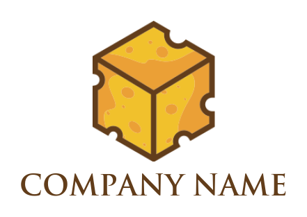 food logo cheese cube in puzzle shape