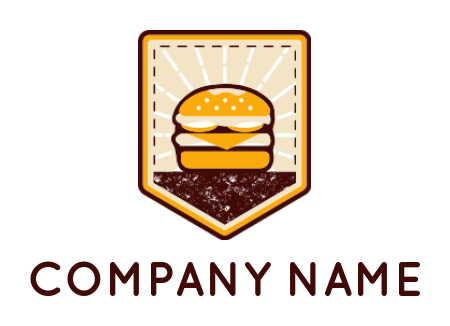 food logo icon cheese burger pentagon badge - logodesign.net