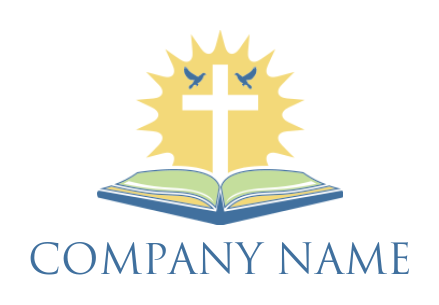 generate a religious logo Christian church cross with bible - logodesign.net