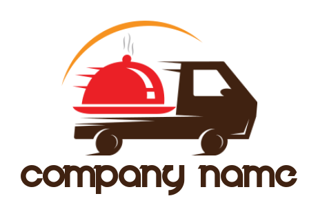 restaurant logo cloche on moving truck swoosh