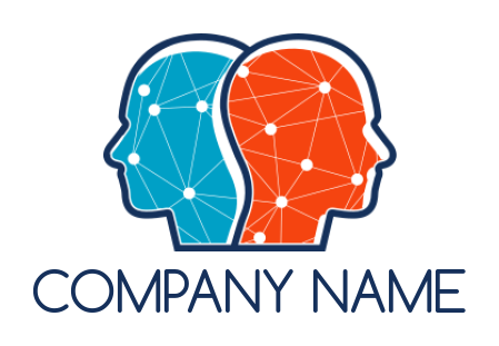 IT logo maker connecting wires in human heads