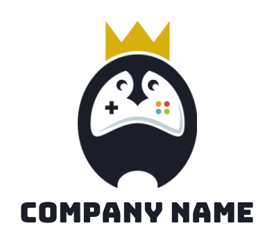 gaming logo penguin face with crown console