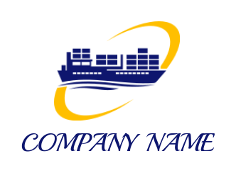 logistics logo online container ship with swoosh - logodesign.net