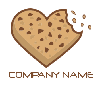 generate a food logo of cookie heart with bite