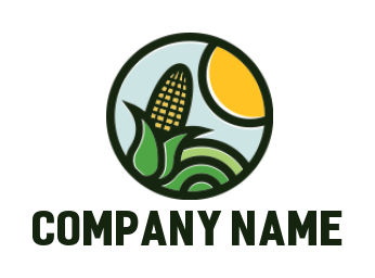 design an agriculture logo corn on cob farm in circle 