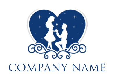 matchmaking logo couple in heart with ornaments