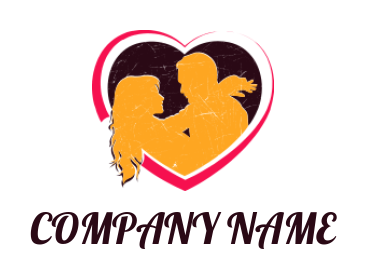 make a dating logo couple inside of abstract heart 